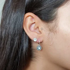 Studio Jewellery Hoop Earrings | Earrings-Swirly Mandala Silver Hoop Earrings