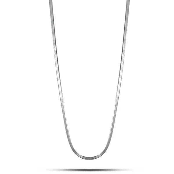 Studio Jewellery Necklaces-Thin Herringbone Silver Necklace