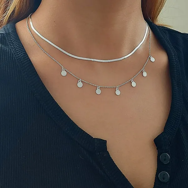Studio Jewellery Necklaces-Thin Herringbone Silver Necklace