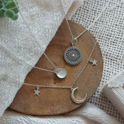 Studio Jewellery Necklaces-Three Circles Silver Necklace