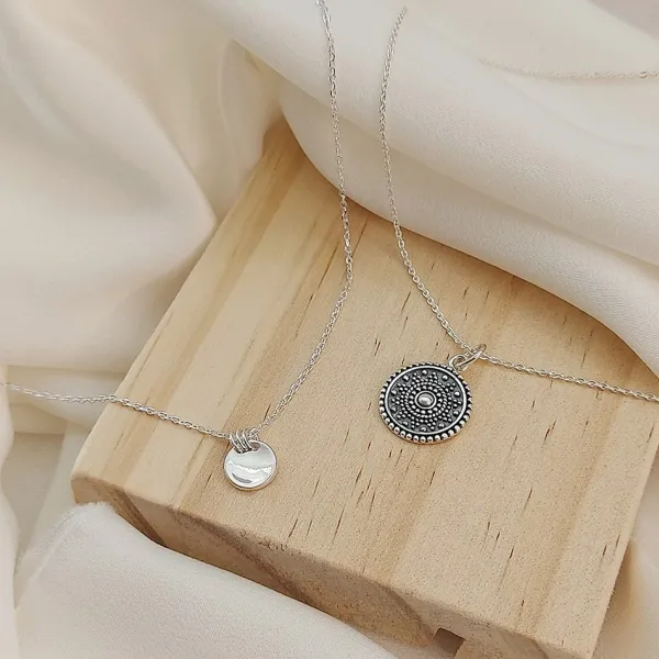 Studio Jewellery Necklaces-Three Circles Silver Necklace