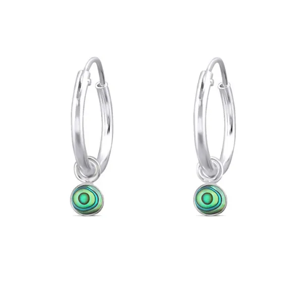 Studio Jewellery Hoop Earrings | Earrings-Tiny Abalone Hoop Charm Earrings