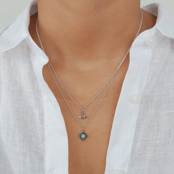 Studio Jewellery Necklaces-Tiny Bee Silver Necklace