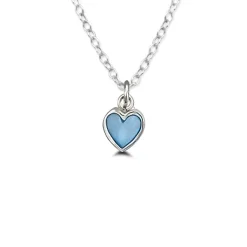 Studio Jewellery Necklaces-Tiny Blue Heart Shell Silver Necklace