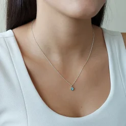 Studio Jewellery Necklaces-Tiny Blue Heart Shell Silver Necklace