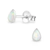 Studio Jewellery Stud Earrings | Earrings-Tiny Faux Opal Water Drop Silver Stud Earrings