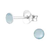 Studio Jewellery Stud Earrings | Earrings-Tiny 3mm Circle Blue Shell Silver Earring Studs