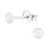 Studio Jewellery Stud Earrings | Earrings-Tiny 3mm Circle White Shell Silver Earring Studs