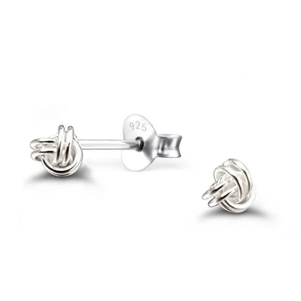 Studio Jewellery Stud Earrings | Earrings-Tiny 3mm Knot Silver Earring Studs