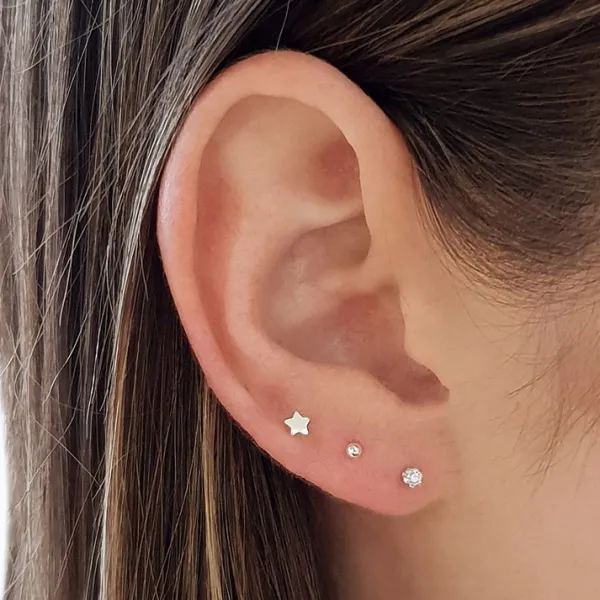 Studio Jewellery Stud Earrings | Earrings-Tiny 3mm Star Earring Studs in Sterling Silver