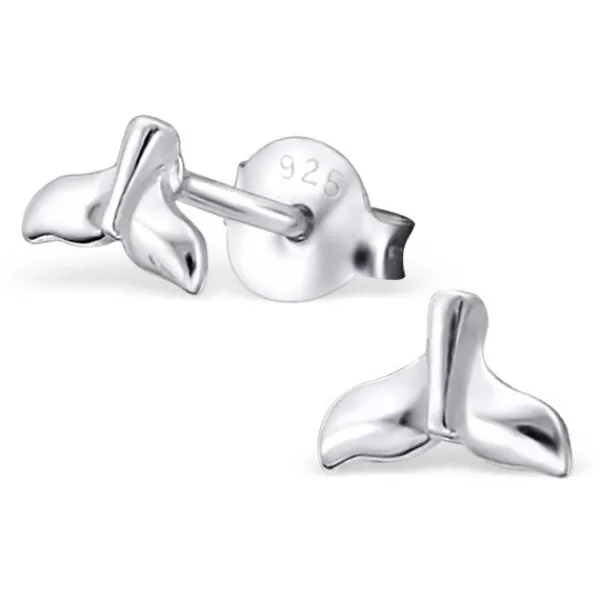 Studio Jewellery Stud Earrings | Earrings-Tiny Whale Tail Sterling Silver Ear Studs