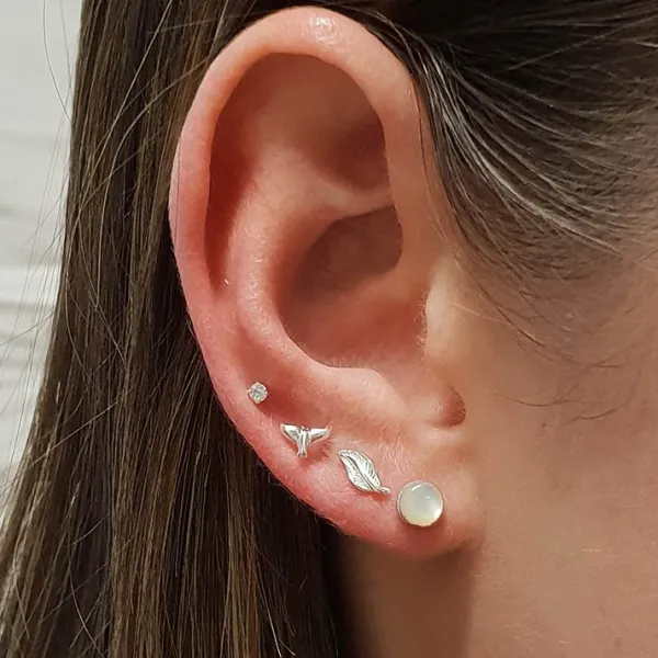 Studio Jewellery Stud Earrings | Earrings-Tiny Whale Tail Sterling Silver Ear Studs