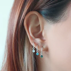 Studio Jewellery Hoop Earrings | Earrings-Tiny White Shell Hoop Charm Earrings