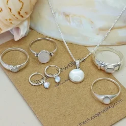 Studio Jewellery Hoop Earrings | Earrings-Tiny White Shell Hoop Charm Earrings