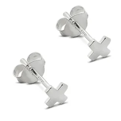 Studio Jewellery Stud Earrings | Earrings-Tiny X Silver Stud Earrings
