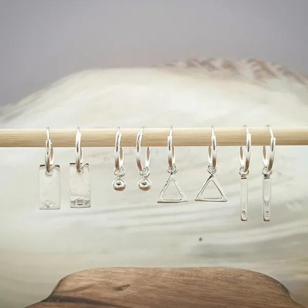 Studio Jewellery Hoop Earrings | Earrings-Triangle Charm Hoop Earrings