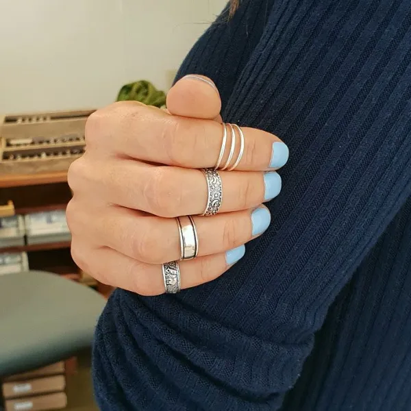 Studio Jewellery Midi And Knuckle Rings | Rings-Triple Band Silver Knuckle Ring