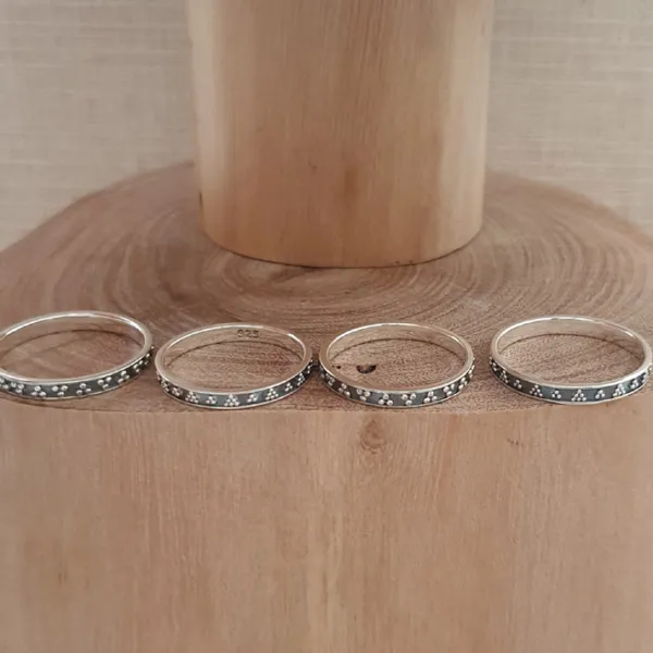 Studio Jewellery Feature & Stacker Rings | Rings-Triple Dot Silver Band Ring