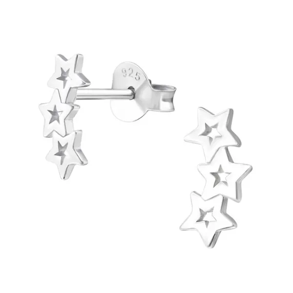 Studio Jewellery Earring Jackets And Threaders | Earrings-Triple Star Silver Stud Earrings