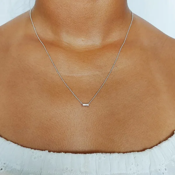 Studio Jewellery Necklaces-Tube Silver Necklace