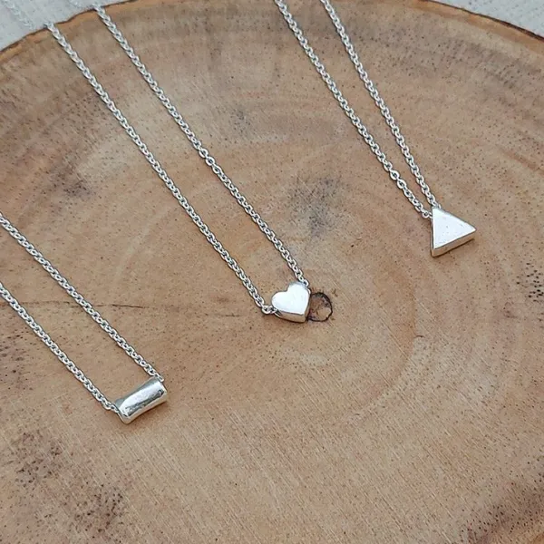 Studio Jewellery Necklaces-Tube Silver Necklace
