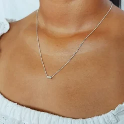 Studio Jewellery Necklaces-Tube Silver Necklace