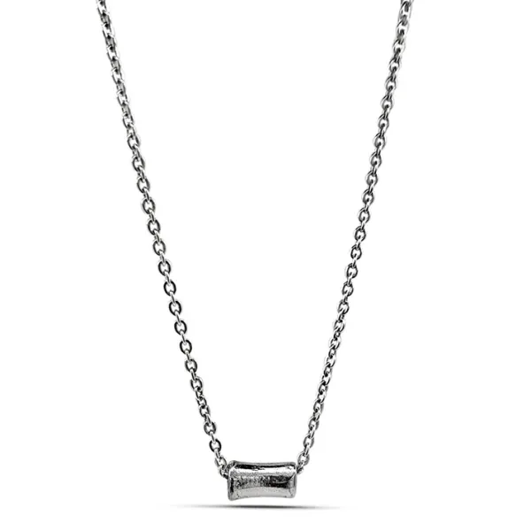 Studio Jewellery Necklaces-Tube Silver Necklace