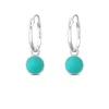 Studio Jewellery Hoop Earrings | Earrings-Turquoise Disc Charm Silver Hoop Earrings