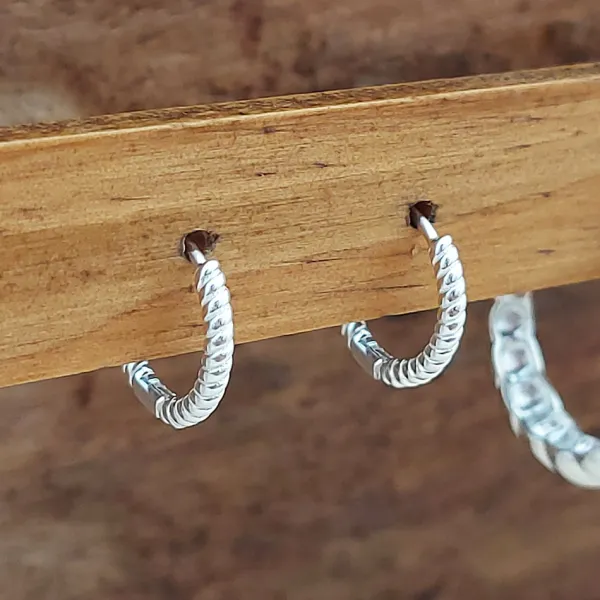 Studio Jewellery Hoop Earrings | Earrings-Twisted Rope Silver Hoop Earrings