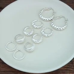 Studio Jewellery Hoop Earrings | Earrings-Twisted Rope Silver Hoop Earrings