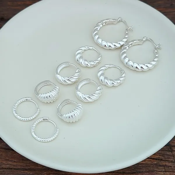 Studio Jewellery Hoop Earrings | Earrings-Twisted Rope Silver Hoop Earrings