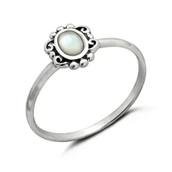 Studio Jewellery Gem Stone Rings | Rings-Vintage Beaded Shell Silver Ring