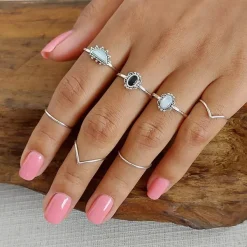 Studio Jewellery Gem Stone Rings | Rings-Vintage Beaded Shell Silver Ring