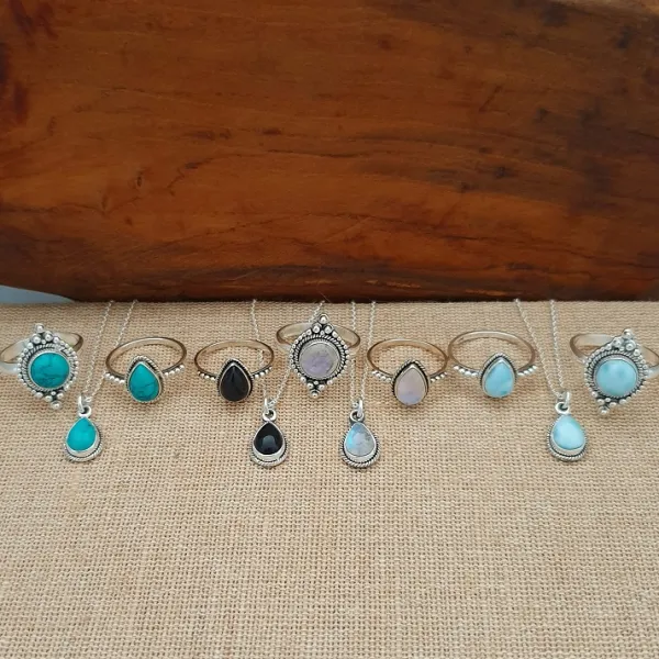 Studio Jewellery Necklaces-Water Drop Larimar Silver Necklace