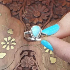 Studio Jewellery Gem Stone Rings | Rings-Water Drop Larimar Silver Ring