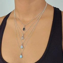 Studio Jewellery Necklaces-Water Drop Moonstone Silver Necklace