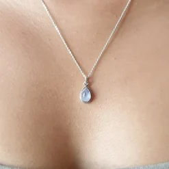 Studio Jewellery Necklaces-Water Drop Moonstone Silver Necklace