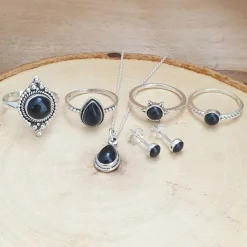 Studio Jewellery Feature & Stacker Rings | Rings-Water Drop Onyx Sterling Silver Ring