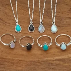 Studio Jewellery Feature & Stacker Rings | Rings-Water Drop Onyx Sterling Silver Ring