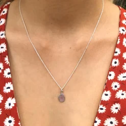 Studio Jewellery Necklaces-Water Drop Rose Quartz Silver Necklace