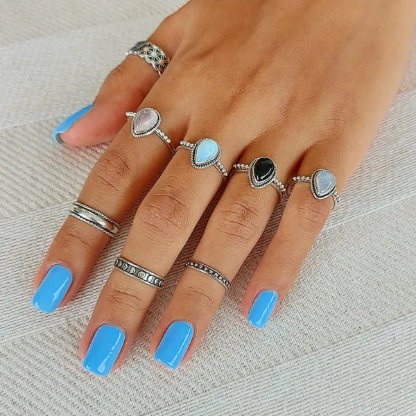 Studio Jewellery Gem Stone Rings | Rings-Water Drop Rose Quartz Sterling Silver Ring