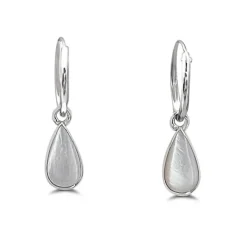 Studio Jewellery Hoop Earrings | Earrings-Water Drop White Shell Hoop Charm Earrings