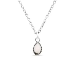 Studio Jewellery Necklaces-Water Drop White Shell Silver Necklace