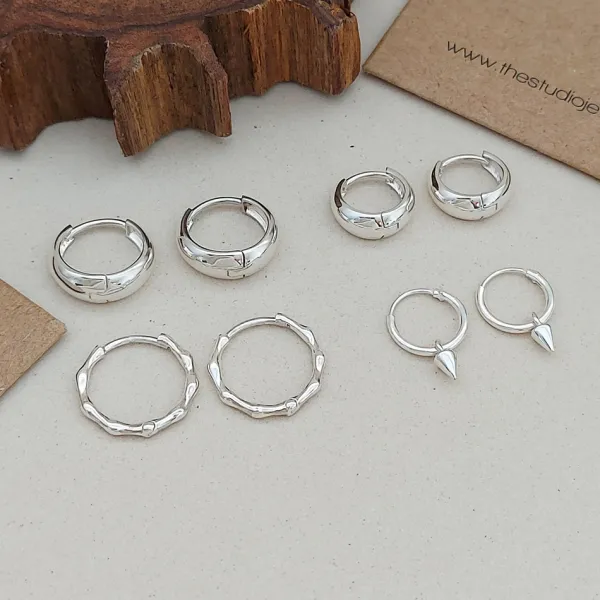 Studio Jewellery Hoop Earrings | Earrings-Wavy Silver Hoop Earrings