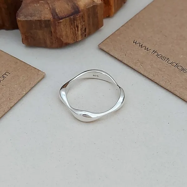 Studio Jewellery Rings-Wavy Silver Ring