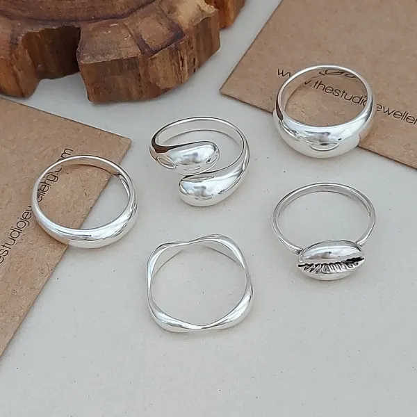 Studio Jewellery Rings-Wavy Silver Ring