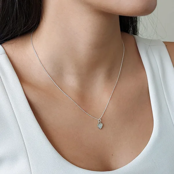 Studio Jewellery Necklaces-White Heart Shell Silver Necklace