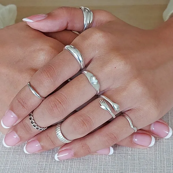 Studio Jewellery Gem Stone Rings | Rings-White Shell Heart Silver Ring
