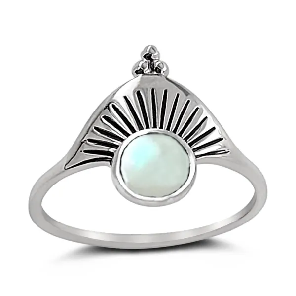 Studio Jewellery Gem Stone Rings | Rings-White Shell Sunrise Silver Ring