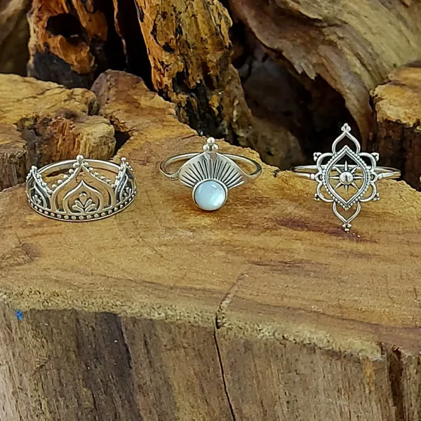 Studio Jewellery Gem Stone Rings | Rings-White Shell Sunrise Silver Ring